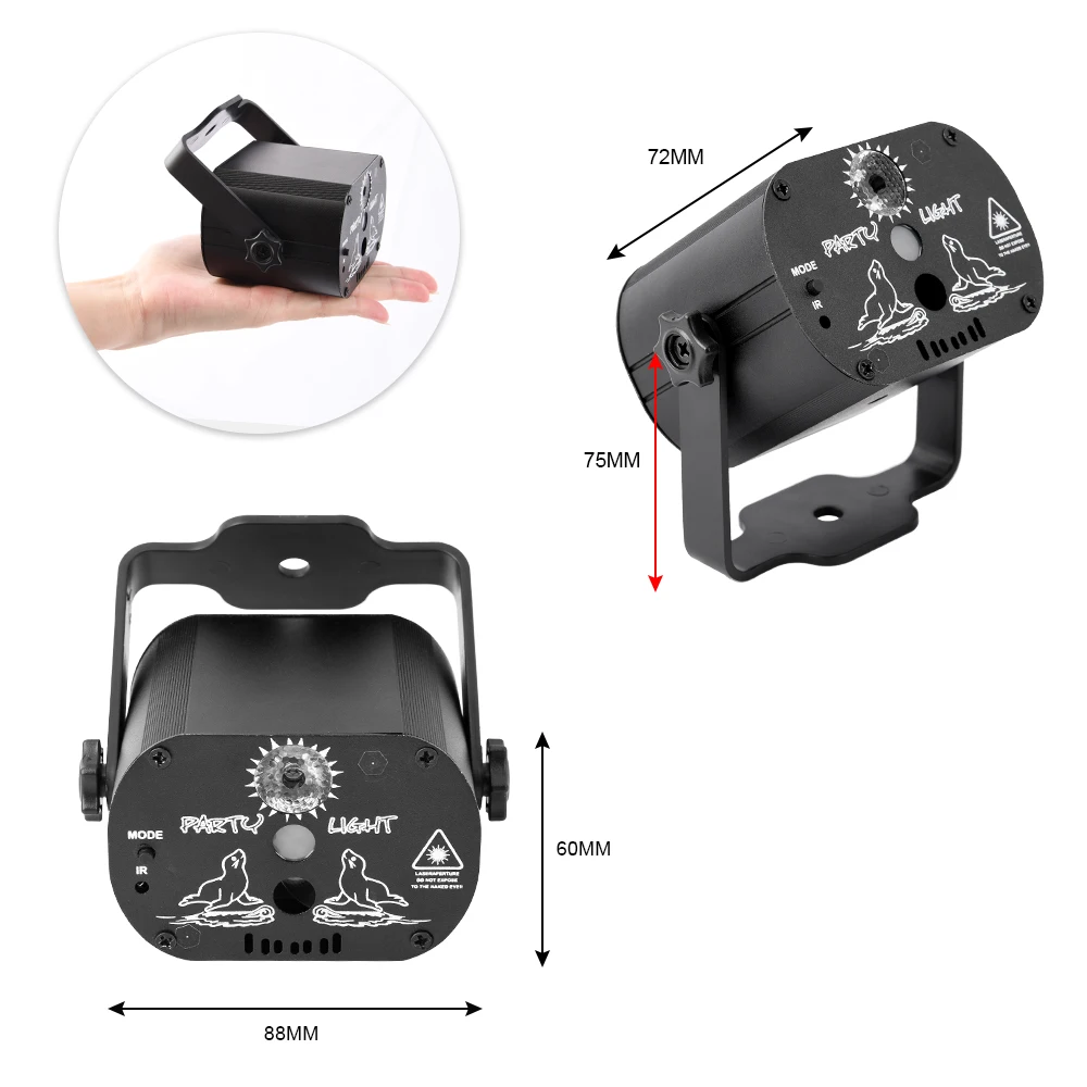 Миниатюрный RGB диско светильник светодиодный лазерный сценический проектор