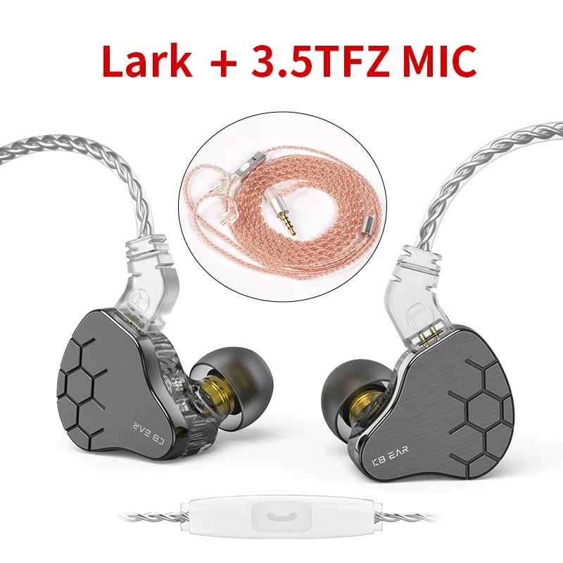 Наушники вкладыши KBEAR Lark Hybrid 1DD + 1BA спортивные музыкальные наушники с