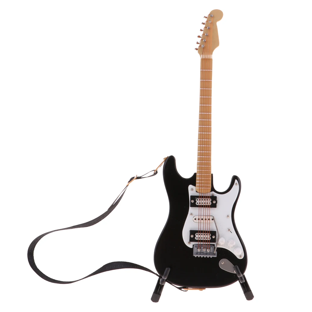 16 skala miniatur musical instrument handwerk spielzeug elektrische gitarre modell puppenhaus dekoration zubehör schwarz free global shipping