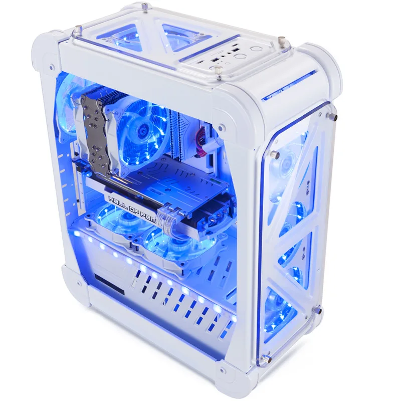 46*21*54 5 см игровой компьютерный блок с 4 fans акриловый полноразмерный прозрачный ATX