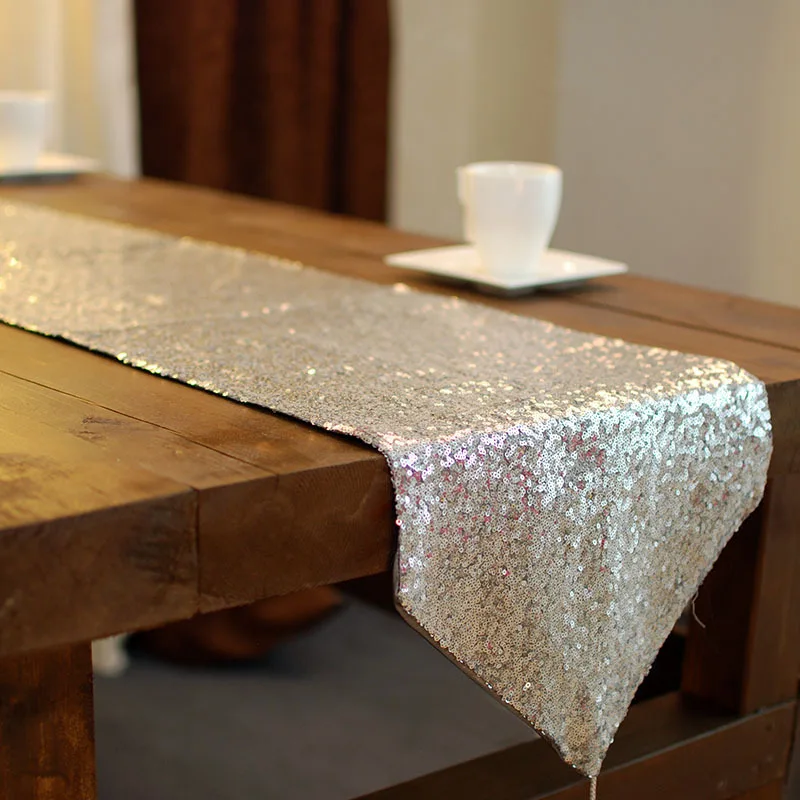 

Fashion Luxury Sequins Table Runner with Tassel for Wedding Christmas Party New Year Decoration Modern Tablecloth Table Cover