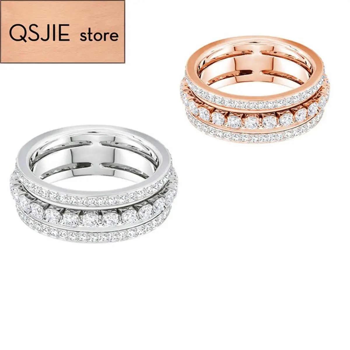 

QSJIE High quality SWA wheel type women's ring Charming fashion jewelry