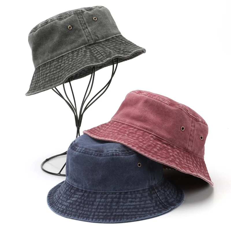 

High Quality Denim Bucket Hats for Women and Men Fashion Hat Summer Sun Caps Retro Washed Cotton Cap Foldable Unisex