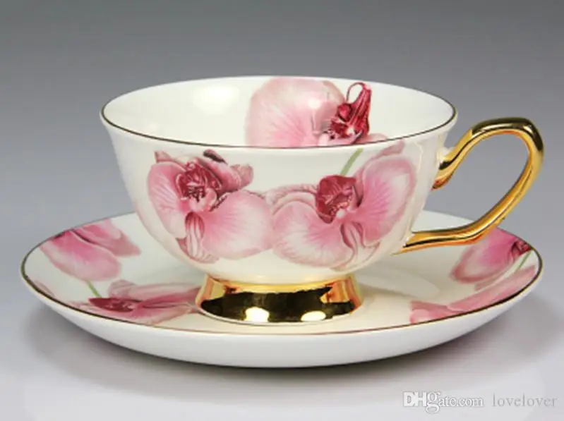 

Elegant Bone Porcelain China Tea Coffee Cups And Saucer Spoon Set Ceramic British Style Afternoon Tea Cup Set Gift