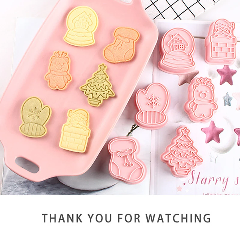 

6Pcs/Set New DIY Cartoon Biscuit Mould Cookie Cutter 3D Christmas Biscuits Mold ABS Plastic Baking Mould Cookie Decorating Tools