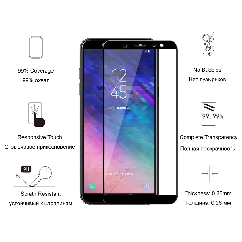 

For Samsung Galaxy A6 / A6 Plus 2018 Full Cover Screen Protective Tempered Glass For Samsung Galaxy A6 Plus / A6 2018 Glass