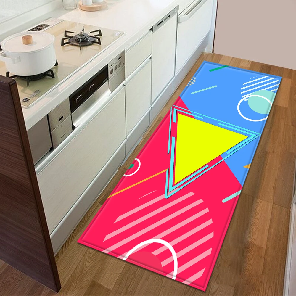 Kitchen Mat Bedroom Entrance Doormat 3D Geometric Pattern Home Floor Decoration Living Room Carpet Bathroom Non-Slip Rug