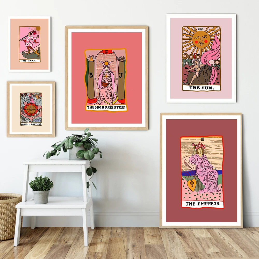 

Абстрактные плакаты, печать, карта Импресса, таро, дурака, холст, живопись, Постер удачи, скандинавский настенный искусство, картина для спал...