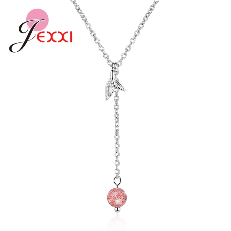 

Female Pink Mermaid Necklaces Pendants Fashion 925 Sterling Silver Crystal Choker Necklaces For Women Vintage Wedding Jewelry
