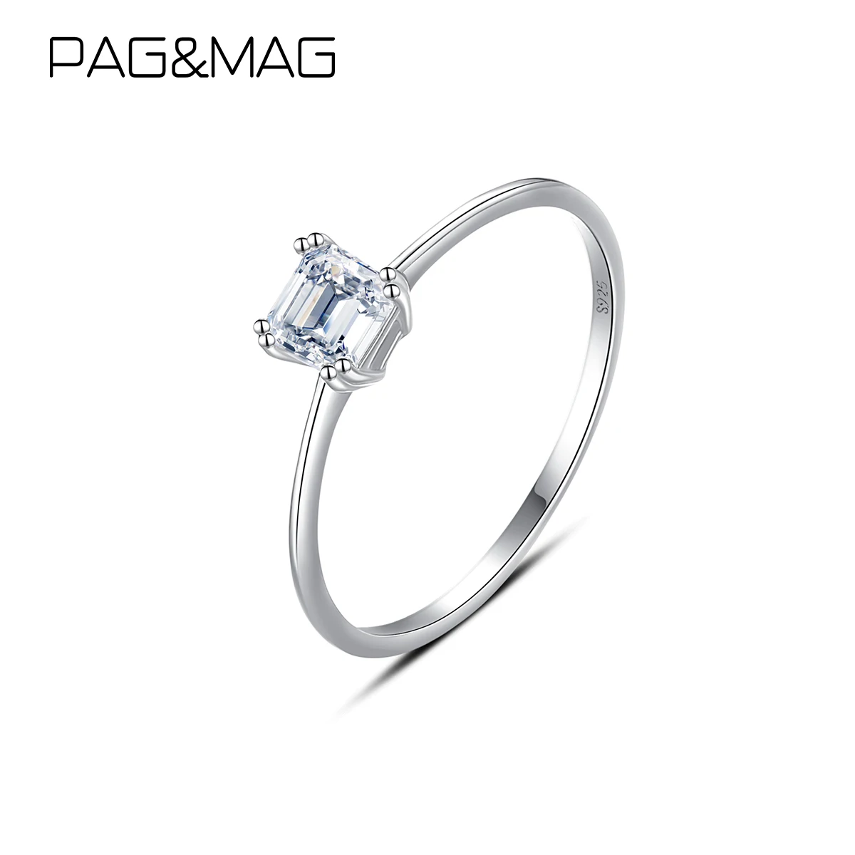 

PAG&MAG 925 Sterling Silver Minimalism CZ Rings For Women Statement Wedding Band Rings Fashion Jewelry Dating Gift