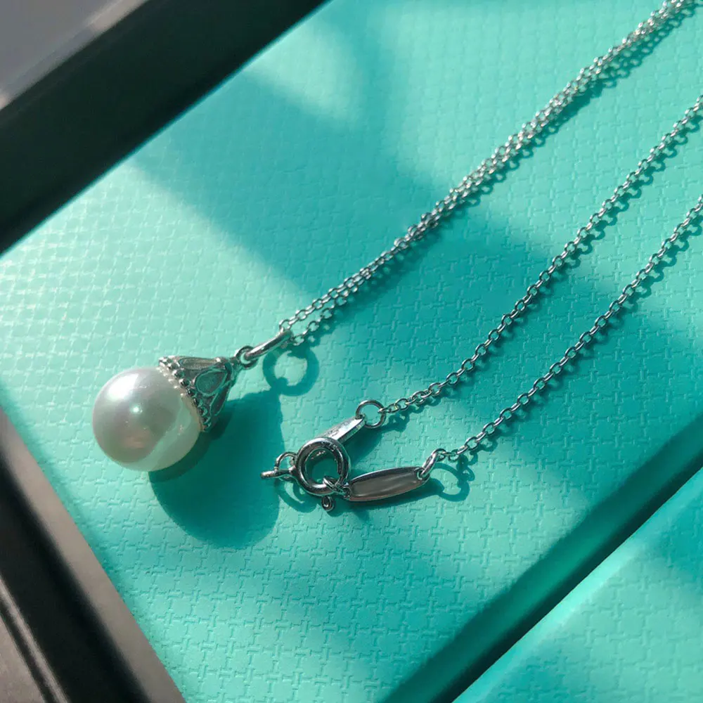 

AYBS Real 925 Necklaces High Quality TIF Original1:1LOGO "Petal Pearl Pendant" Necklaces Women