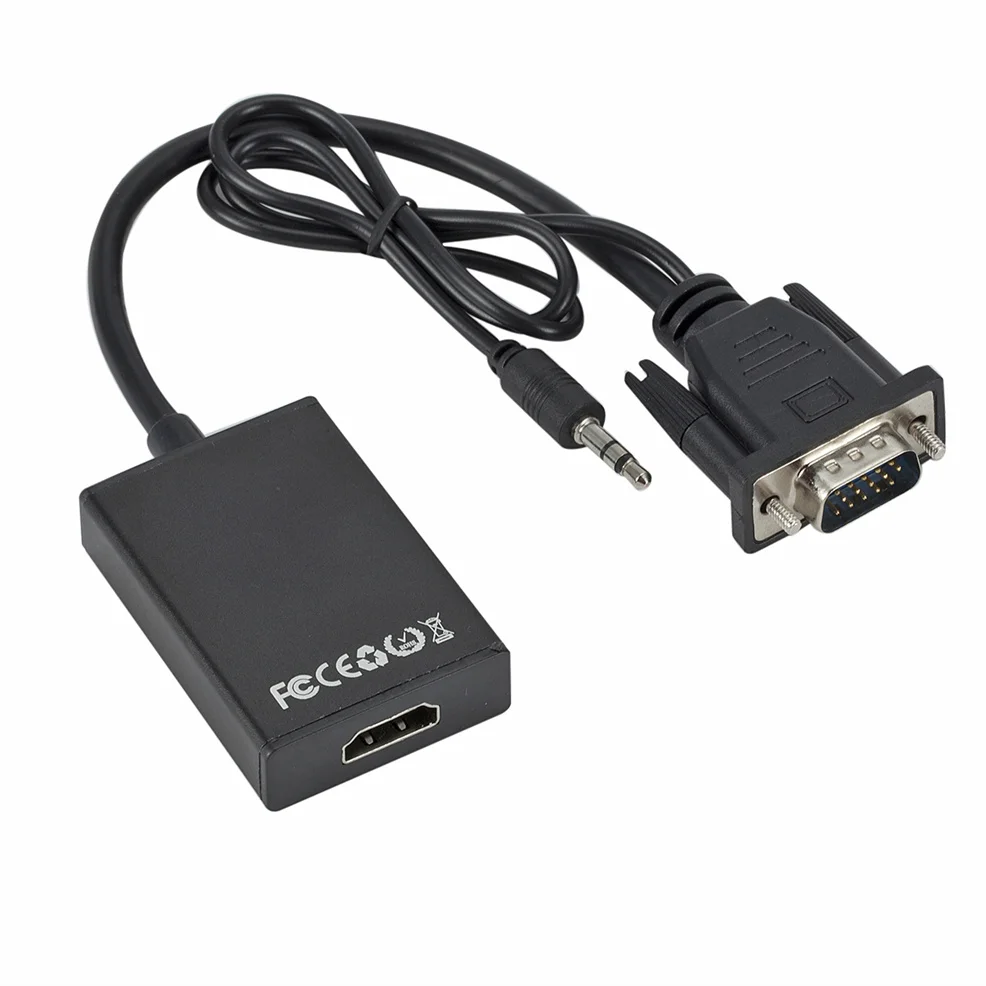 Full HD 1080P VGA к HDMI совместимый преобразователь адаптер с аудиовыходом для ПК