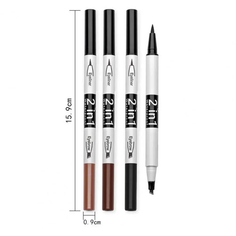 

50% Hot Sale 1.8ML Eyebrow Pen Four Forks Smudge-proof Two-headed 2 in 1 Black Eyeliner for Girl