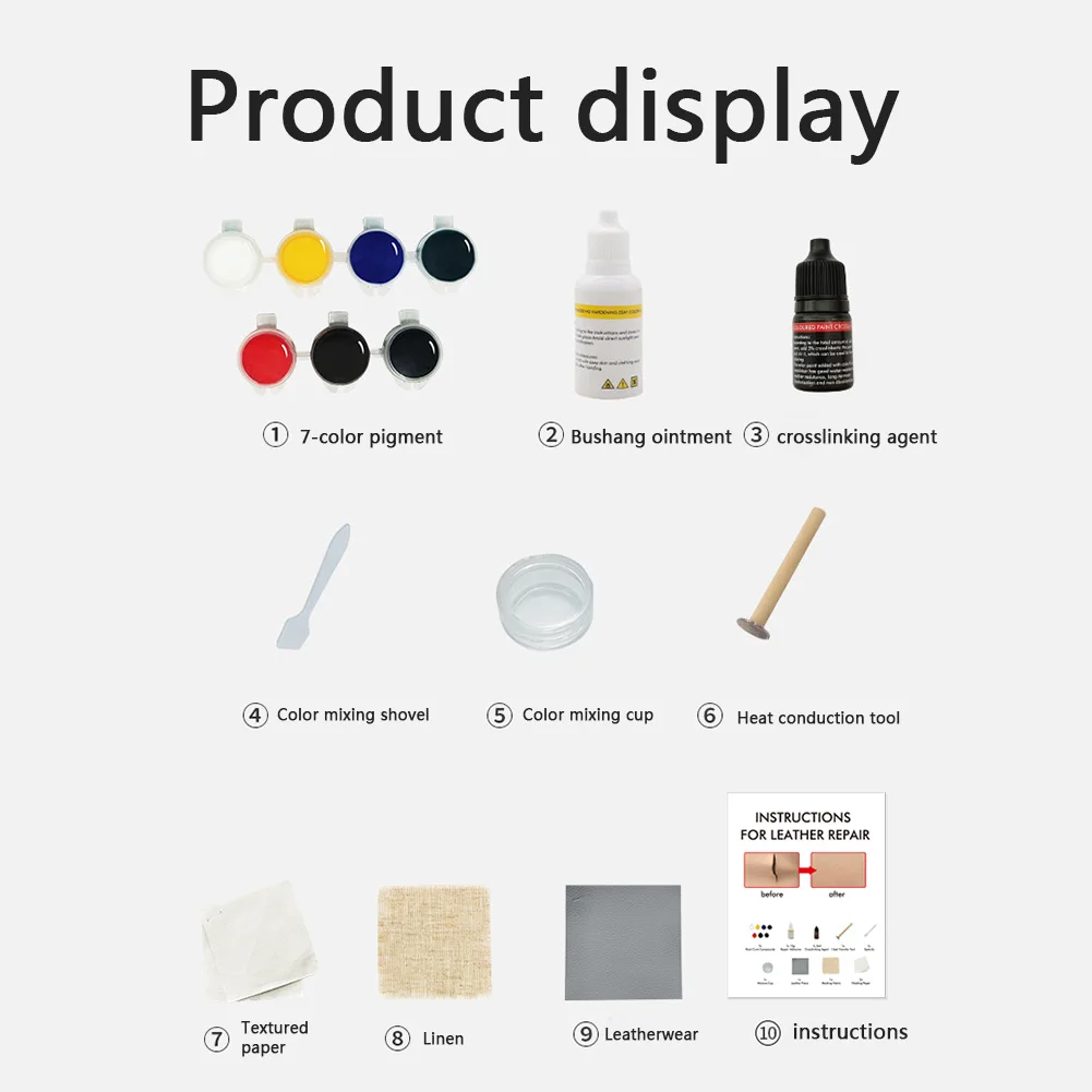 

Car Seat Sofa No Heat Leather Vinyl Repair Kit for Car Leather Seat Bag Rips Gouges Repair Cream Retreading Refurbish Repair Too