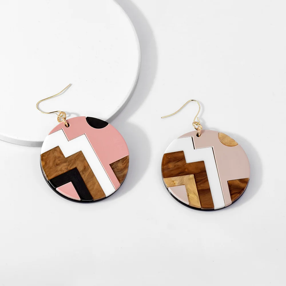 

European and American earrings splicing acrylic plate ear big fashion earrings dangle earrings acrylic earrings