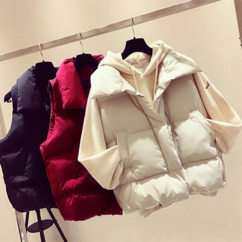 

New Arrival Autumn Winter Cotton Jacket Women Vest Short Design Korean Style Coat Chaleco Mujer White Green Waistcoat