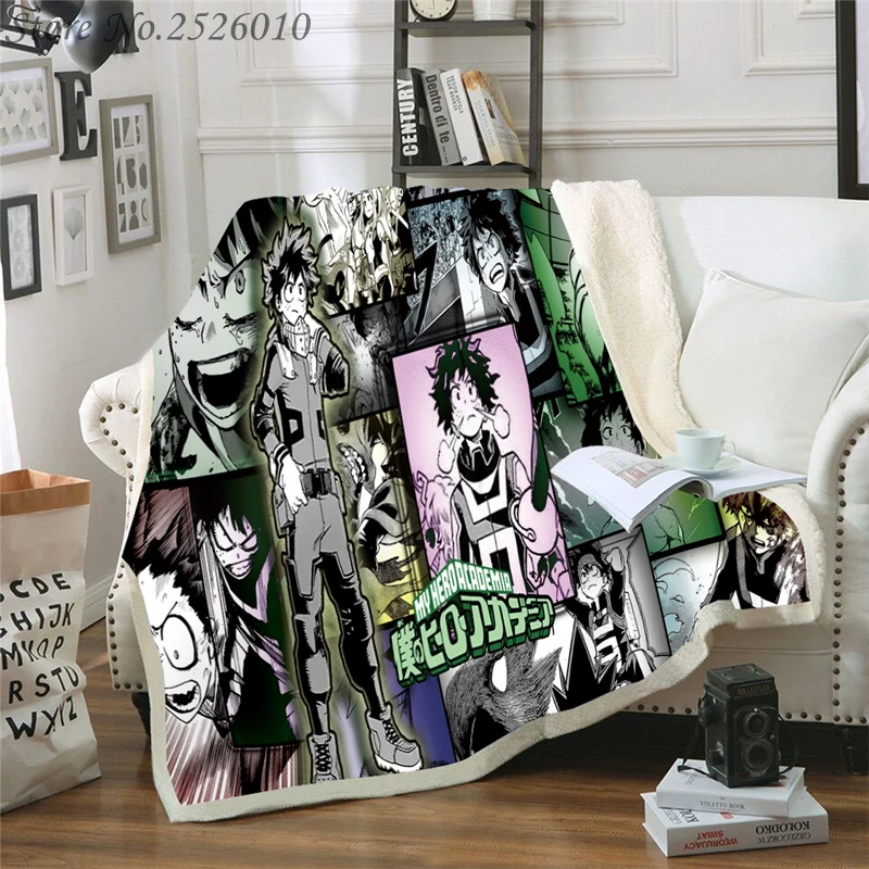 Бархатное плюшевое одеяло с объемным рисунком Моя геройская Академия|Одеяла| |