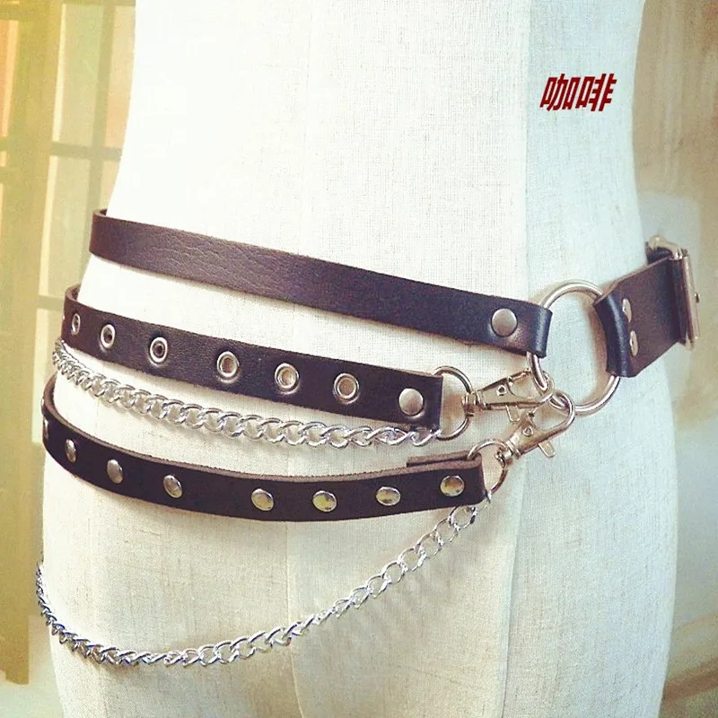 Ремень женский кожаный в стиле Харадзюку с большим уплотнительным кольцом