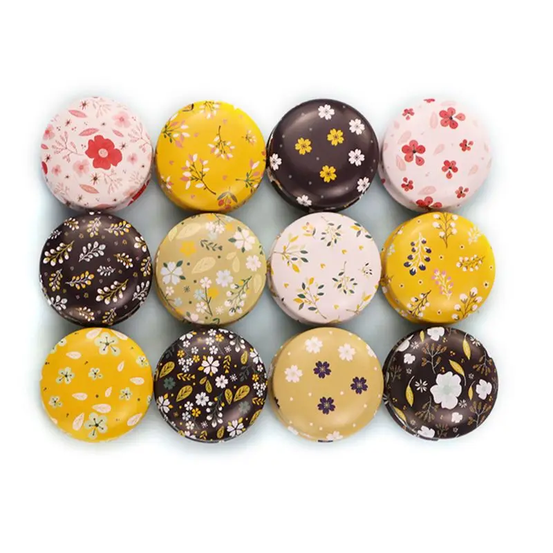 

12pcs Mini Elegant Flower Tin Box DIY Candle Jar Balm Round Empty Case Portable Lipstick Spices Storage P82D