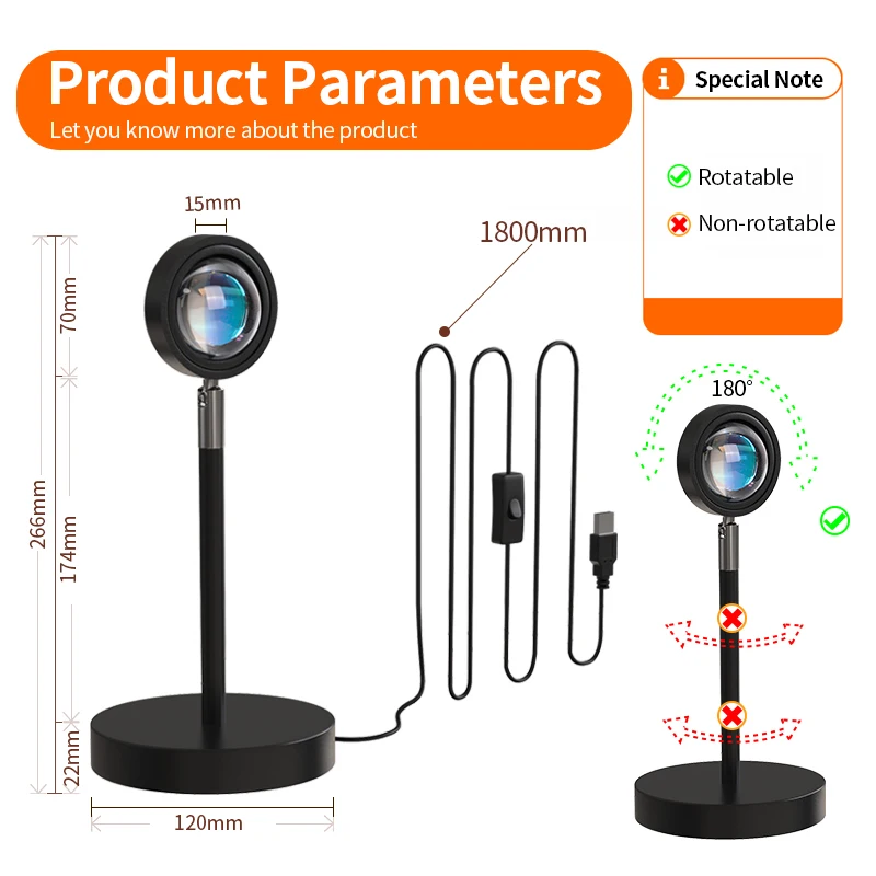 

Rainbow Sunset Lamp Projector Night Light Sunset Projection Led Desk Lamp for Bedroom Atmosphere Rainbow Lamp Decoration Light