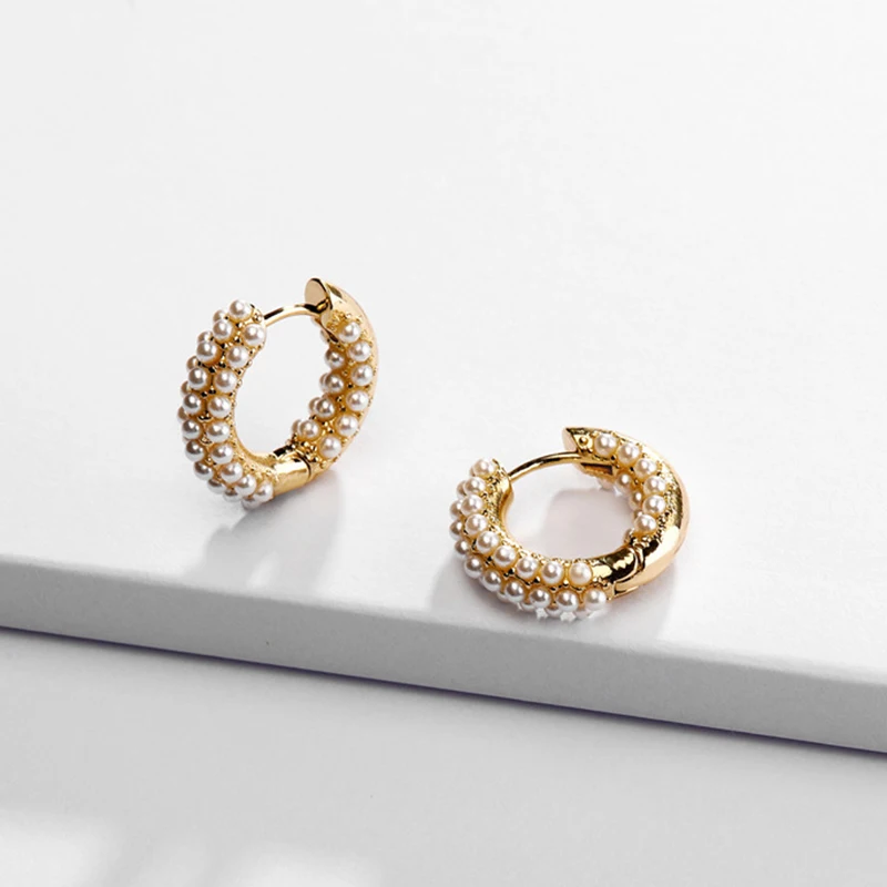 SRCOI четыре цвета s жемчужные золотые металлические кольца маленькая серьга