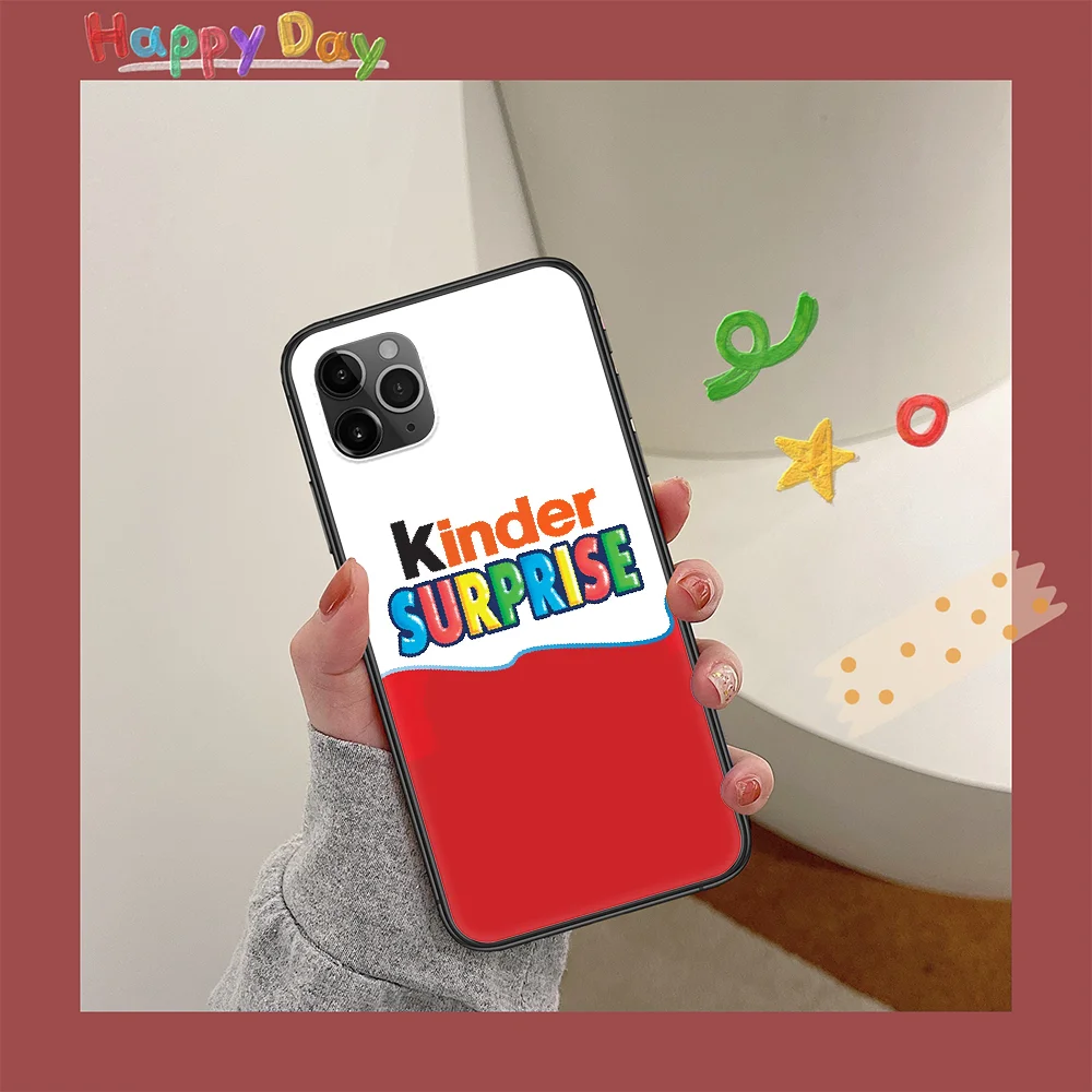 

Chocolate Kinder Joy surprise egg Phone Case For Iphone 11 12 Mini PRO XR X XS MAX 6 6s 7 8 Plus 4 5 5s SE 2020 black Cell 3D