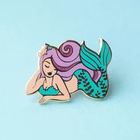 charm unique mermaid hard enamel pin kawaii animal medal beautiful mermaids brooch lapel backpack pins decor jewelry gift