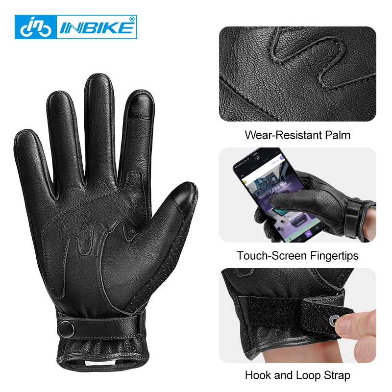 Перчатки INBIKE велосипедные из натуральной кожи для мужчин и женщин спортивные с