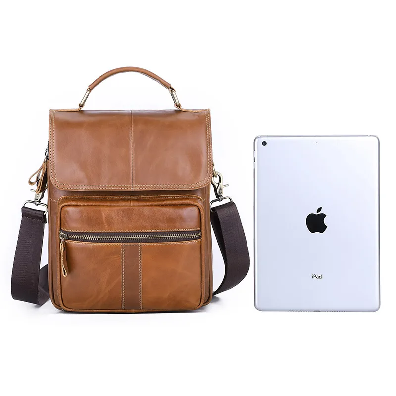 

Men Functionnal Handbag Fashion Male Genuine Leather Shoulder Bag for ipad Men's High Quality Cowhide Crossbody Bag Large Totes