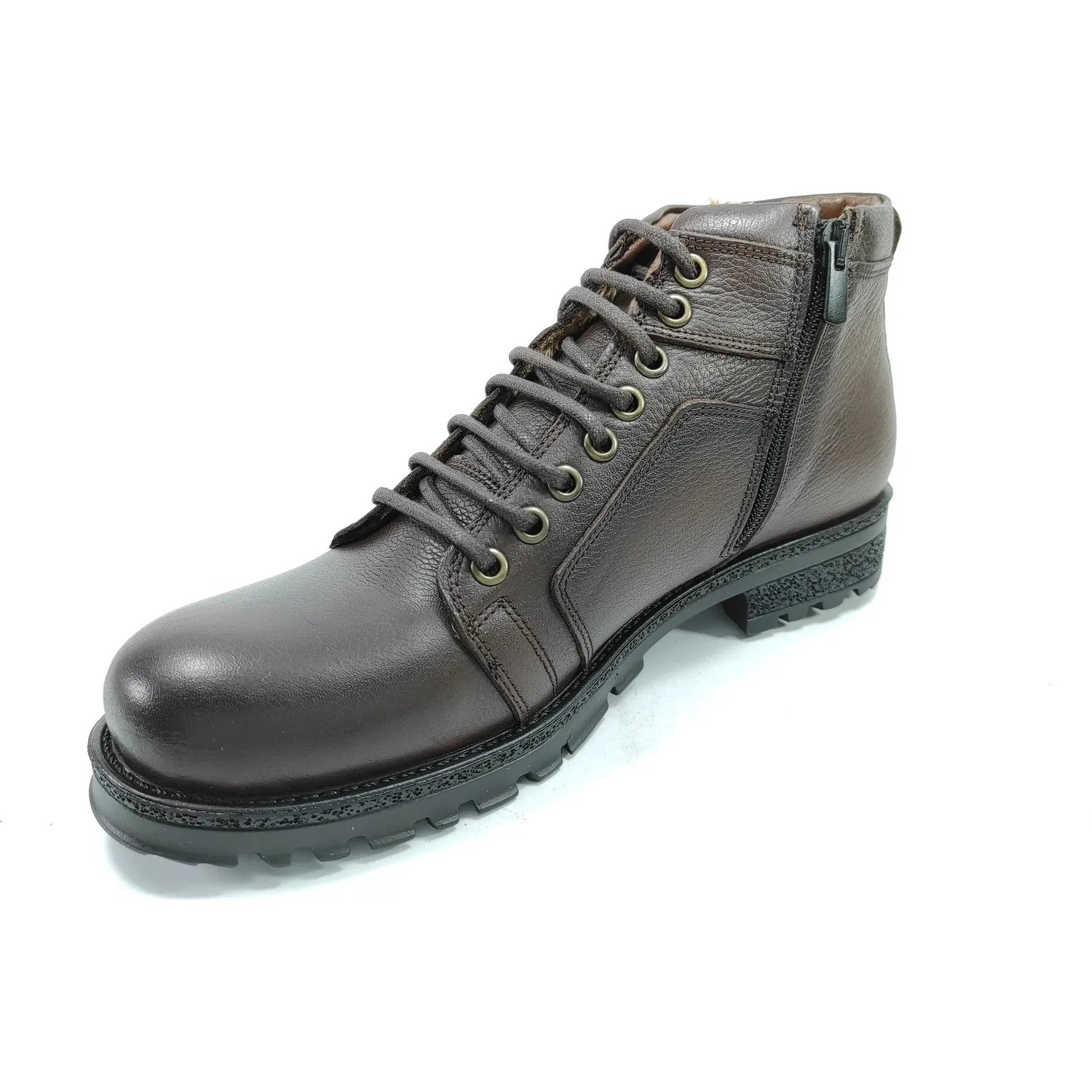 

Artmen Shoes Coffee Color Zipper Furry Rubber Soled Boots 027801