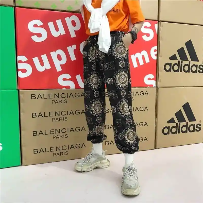 NiceMix женская одежда винтажный принт ulzzang harajuku шаровары женские свободные BF