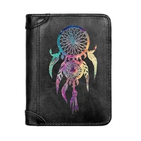 luxury ojibwe dreamcatcher genuine leather wallet classic men business pocket slim card holder male short purses gifts