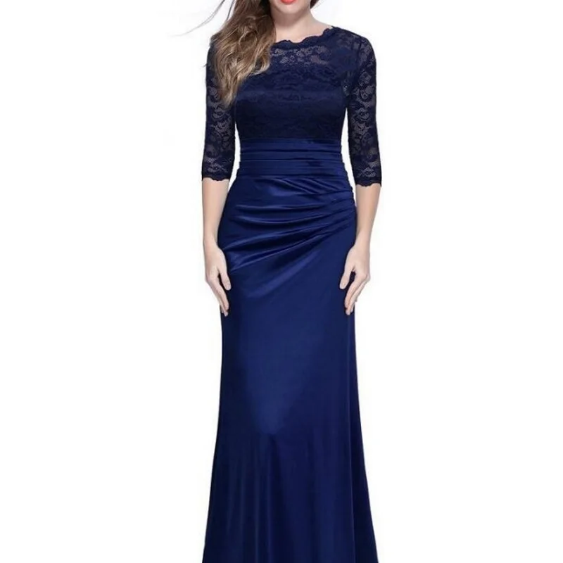 Robe ceremonie femme, черное, фиолетовое, торжественное платье, женское, элегантное, 3/4 рукав, кружево, пэчворк, сатин, длина до пола, платье для девушек, платья