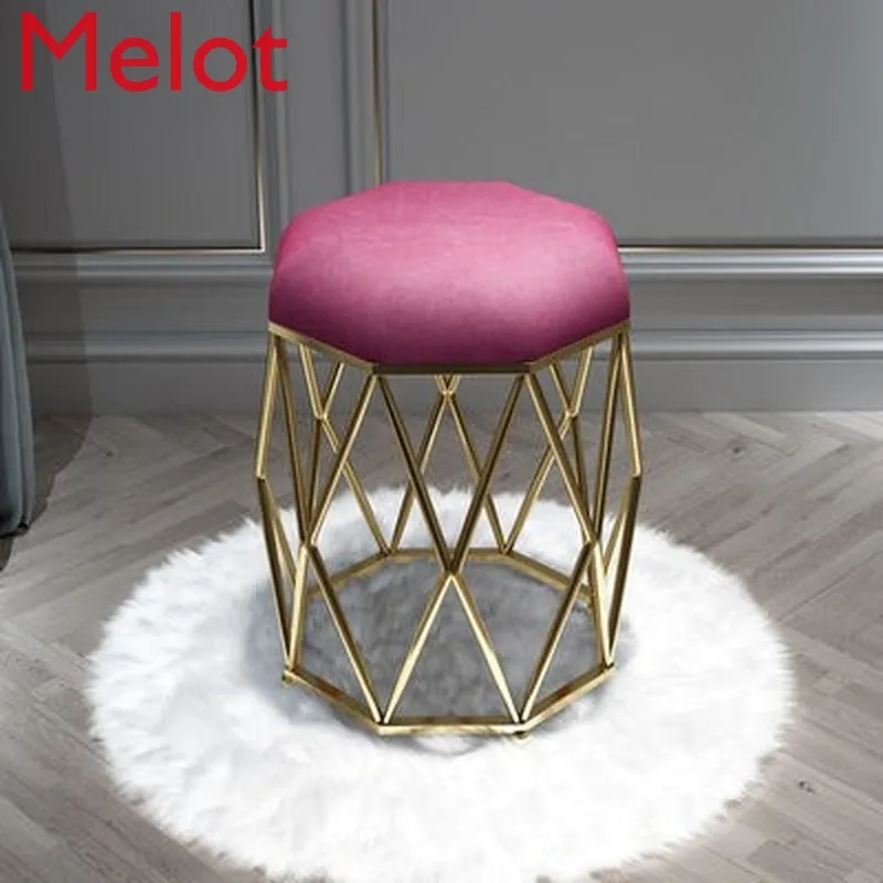 

Luxury Nordic Golden Macaron Color Dressing Stool Change Shoes Small Pink Sofa Stools & Ottomans Living Room Furniture