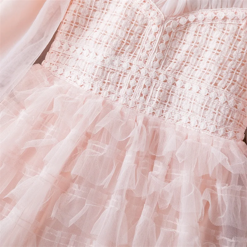 

Pink Flower Girls Christmas Dress Elegant Children Red New Year Costume Kids dresses for Girls Birthday Party Dress 3-8Years