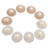27x24mm 10pcs button decorative for craft rhinestone gold flatback embellishment pearl crystal bouton diy decoration