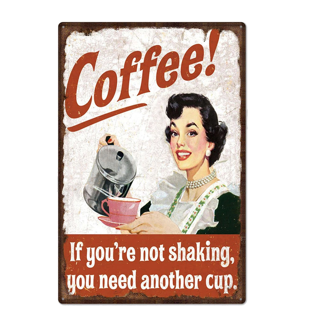 Coffee Shop Decor Metal Tin Sign Vintage Home Poster Painting Bar BBQ Cafe Wall Iron Plate Plaque | Дом и сад
