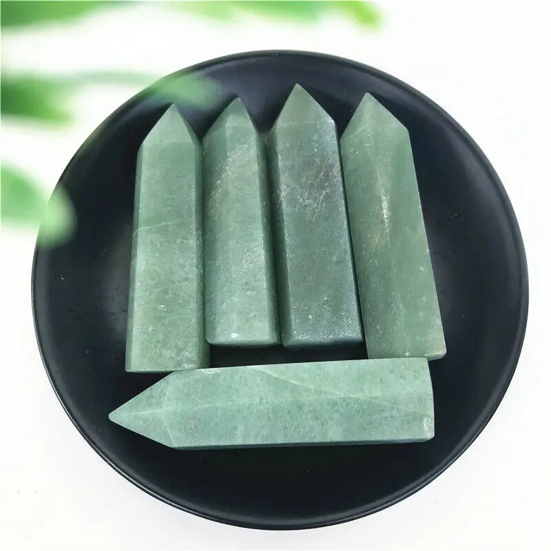 70 80 мм натуральный зеленый авантюрин кварцевый кристалл палочка точечное