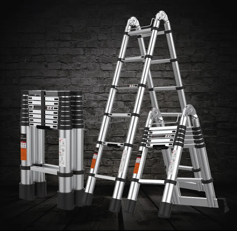 1.7*1.7m Multifunctional Engineering Stairs Aluminum Alloy Lifting and Telescopic Ladder Herringbone Folding Ladder Home