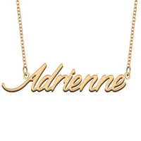 adrienne name necklace for women stainless steel jewelry 18k gold plated alphabet nameplate pendant femme mother girlfriend gift