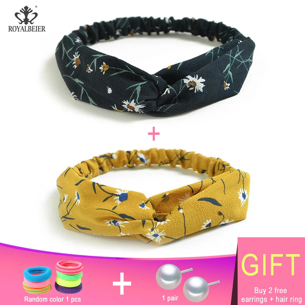 Женские тканевые ободки ROYALBEIER пластиковые для волос с цветочным принтом