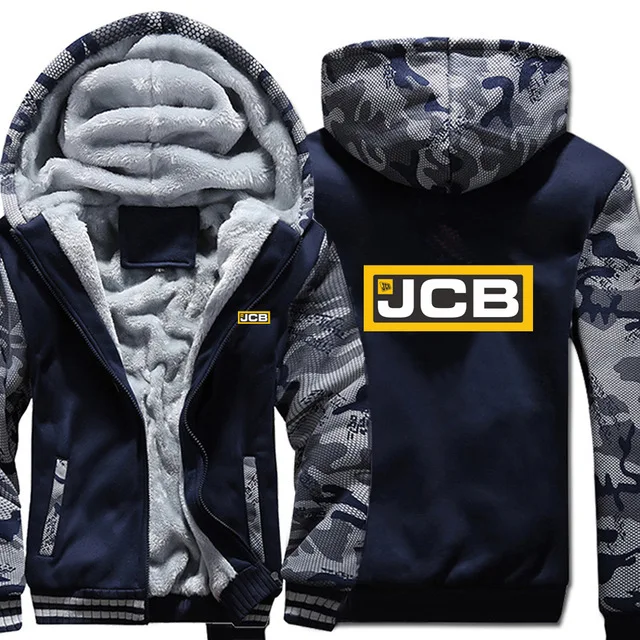 Excavator Jcb Hoodies Winter Camouflage Sleeve Jacket Men Thicken Fleece Warm cotton Zipper Male Tracksuit | Автомобили и