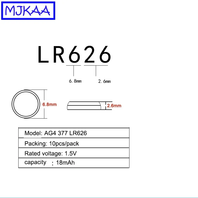 MJKAA, 400 шт., AG4, щелочные батарейки, 1,55 в, LR626, SR626SW, SR66, LR66, 377A, дешевые батарейки для монет, для часов, игрушки