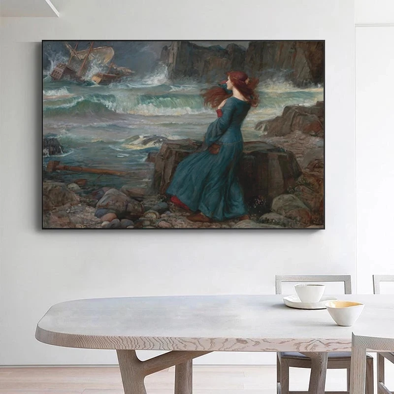 Картина на холсте Миранда Джон Уильям Уотерхаус Tempest постеры и принты настенные