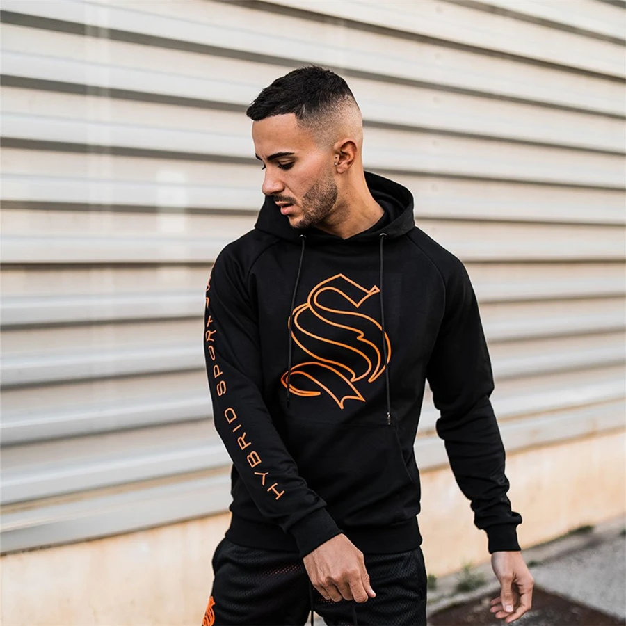 

Casual thin Hoodies Bodybuilding Sweatshirt Men Gyms Fitness Cotton Hooded Jacket Outerwear Male Sportswear Tops Autumn Clothes