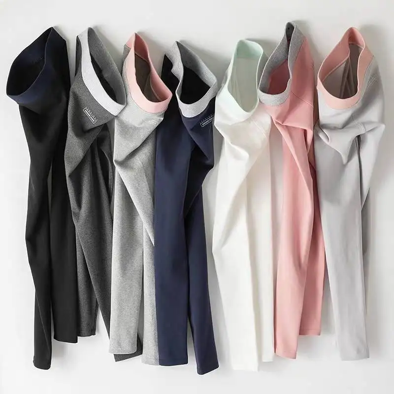 Женские хлопковые леггинсы с завышенной талией черные серые розовые белые