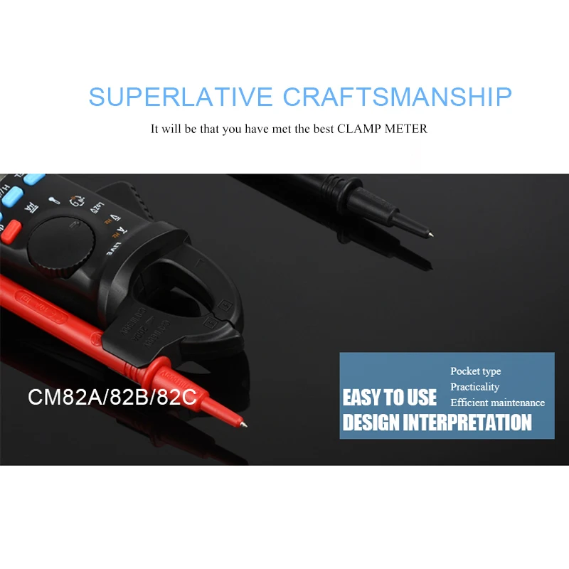 

Portable Handheld AC Direct Current Clamp Meter Digital Display Voltage Test Multimeter Functions CM82 JA55