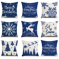 christmas cushion cover 18x18 blue merry christmas printed farmhouse decorative buffalo check christmas decorations for home