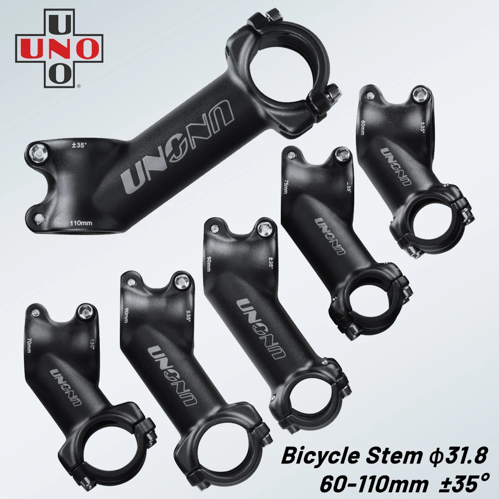 

UNO MTB Stems Bicycle Stem Mountain Road Bike Stem 25.4/31.8mm UltraLight Stem 35 Degree 70 90 110mm Handlebar Stem Matte Black