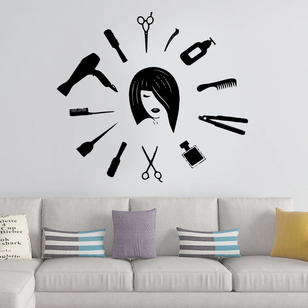Современная вырезка волос ПВХ настенные художественные наклейки современная